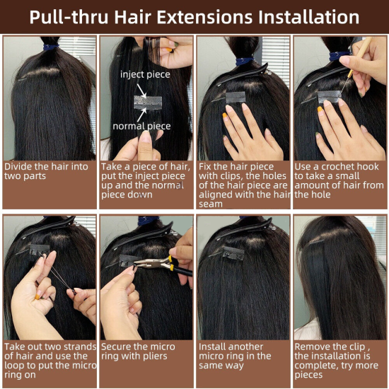 #613 PEARL BLONDE Pull-Thru Premium Hair Extensions 6A Hair Extensions ...